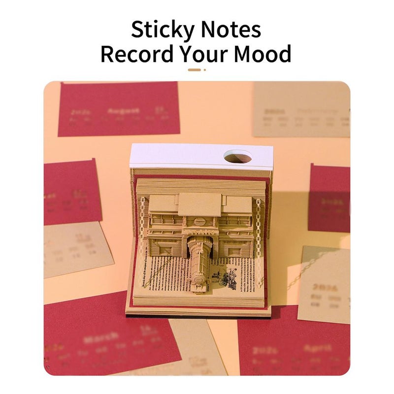 3D Memo Pad,Timepiece Calendar 2026,Hand Torn Construction Paper Sculpture Artwork,Tear-Off Calendars 2026,3D Paper Carving Art Memo Pad,Art Carving Sticky Notes for Office Home Gifts Ornaments - Image 4